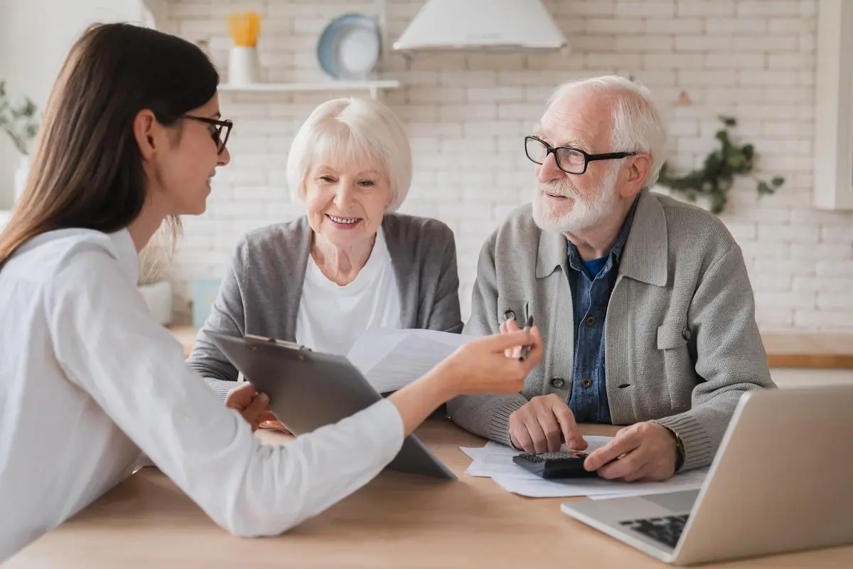 California homeowner discussing reverse mortgage options and lender comparisons with a mortgage broker